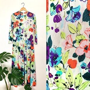 Vintage 70s Floral Maxi Dress